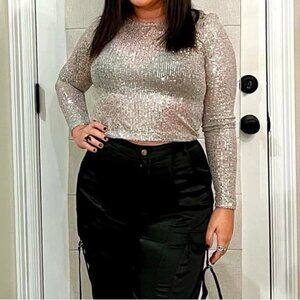 Chelsea & Violet Silver Sequin Top